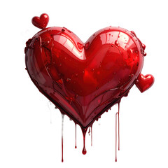 Red Heart Shaped Balloon with Dripping Paint.