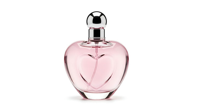 elegant pink perfume bottle isolated on white background representing fragrance beauty luxury femininity fashion and cosmetic branding
