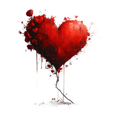 Red Heart with Paint Splatters and Dripping.