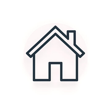Simple House Icon with Chimney, Minimalist Home Symbol, Black Outline
