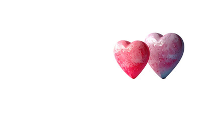 Two Watercolor Hearts Pink Purple Valentine.
