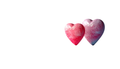 Two Watercolor Hearts Pink Purple Valentine.