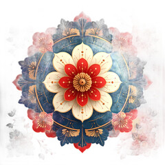 Vibrant Floral Mandala Design Element.