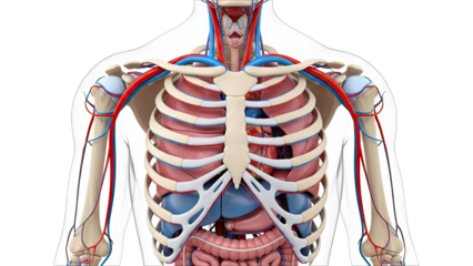 Anatomical Illustration of Human Torso Organs and Circulatory System