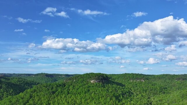 Hyperlapse of clouds in Red River Gorge Kentucky, showing serene views of hills