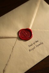 A sealed envelope with the seal of the royal family in red wax