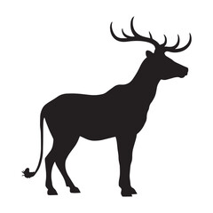 Obraz premium Majestic deer silhouette standing proudly in white background