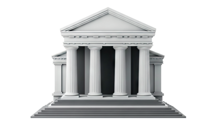 Classical Greek Temple Facade with Columns and Pediment