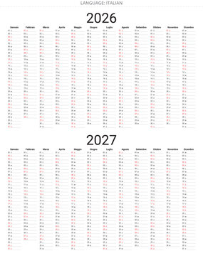 Simple 2026 and 20027 italian planner with minimalist design Italy