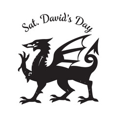Fototapeta premium St. David's Day dragon symbol with yellow flowers on white background
