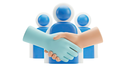 3D Icon of a Handshake with Stylized Figures