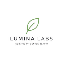 Lumina Labs Logo with Green Leaf Symbol.