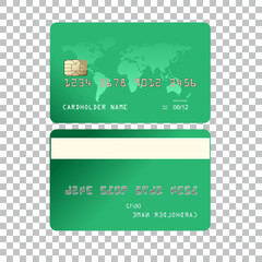 Realistic detailed 3d style different credit debit cards mockups. Vector set,editable graphic elements
