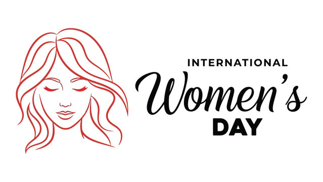 International women's day logo with woman's face