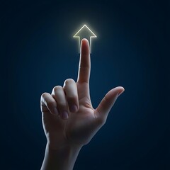 Business Success Growth Concept with Hand Touching Upward Arrow