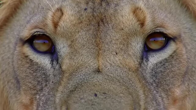 Lions captivating stare closeup.