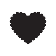 Scalloped heart silhouette vector flat illustration design on white back ground