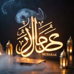 Serene Ramadan Night &ndash; Crescent Moon, Glowing Lanterns & Sacred Islamic Ambience