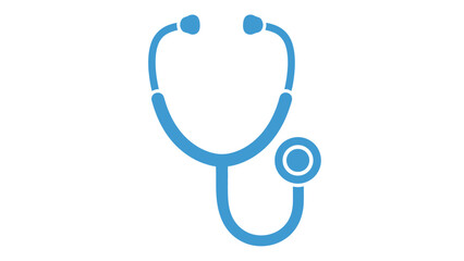 Blue Stethoscope Icon Isolated on White Background, Medical Symbol