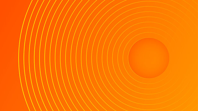 Abstract background featuring a sun-like circular core with expanding thin yellow concentric lines on orange