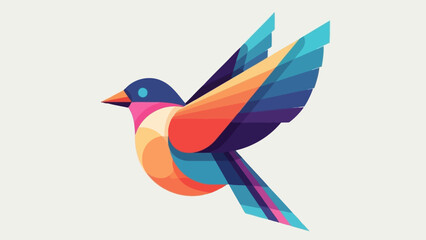 Naklejka premium Colorful abstract bird flying, geometric design, vibrant colors, modern illustration
