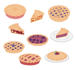 Assorted Fruit Pies and Slices Illustration Set © Arin