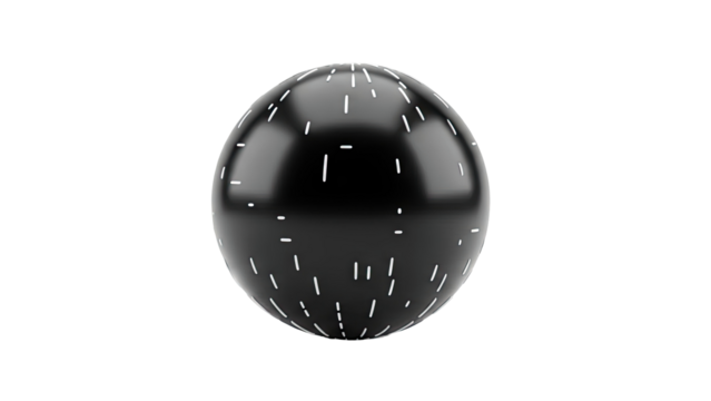 Black Sphere with White Dashes - Powered by Adobe