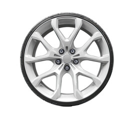 Sleek silver wheel with intricate multi-spoke design and black tire