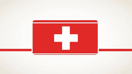 Red First Aid Kit Symbol with White Cross on Light Background