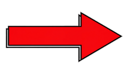 A large red arrow pointing to the right on transparent background high quality professional detailed modern