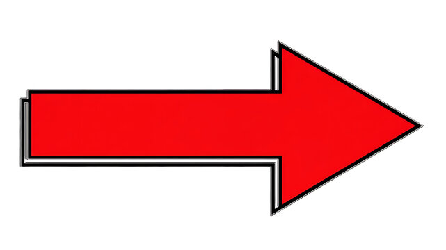 A large red arrow pointing to the right on transparent background high quality professional detailed modern