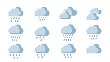 Obraz premium Set of Weather Icons: Rain Clouds, Different Intensity