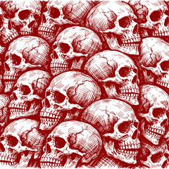 hand drawing illustration of pile of skulls (artwork 1)