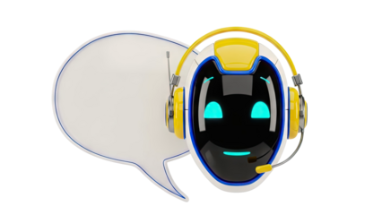 Friendly Robot Head with Chat Bubble