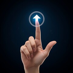Business Growth Progress Concept with Hand Activating Upward Arrow