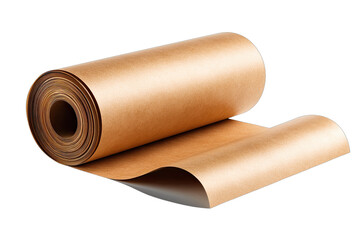 Unrolled roll of natural brown kraft paper with a smooth texture