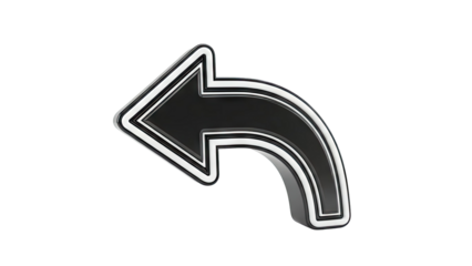 3D Black Curved Arrow