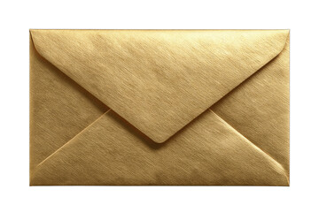 A metallic gold envelope with a textured surface, closed and ready for use