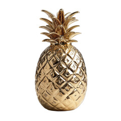 Gilded pineapple sculpture with textured diamond pattern