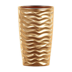 Tall, metallic, wavy textured vase with a glossy, reflective surface