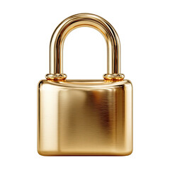 A shiny, metallic, golden padlock stands out against a black background