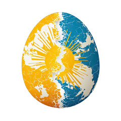 Cracked egg with sun and stripes, national colors