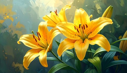 Obraz premium yellow lily flowers
