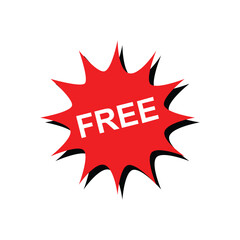 Free offer label. shopping banner. discount tag. special offer. red free sticker with shadow. red promo label, sticker, button, stamp, coupon, ribbon, mark. vector illustration