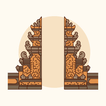 Balinese Split Gate Candi Bentar Illustration