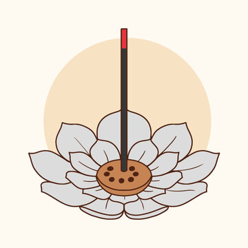 Balinese Incense Stick with Lotus Holder Illustration