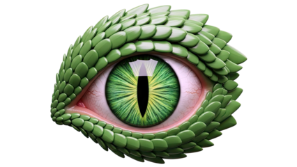 Close-up of a Detailed Green Reptilian Eye with Scaly Eyelids