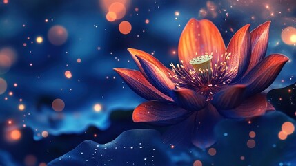 Radiant lotus flower in ethereal glow
