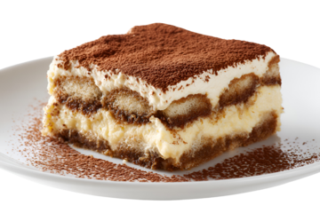 Delicious tiramisu dessert with cocoa powder on top