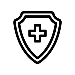 Obraz premium Medical Protection Shield Icon With Central Cross Symbol
